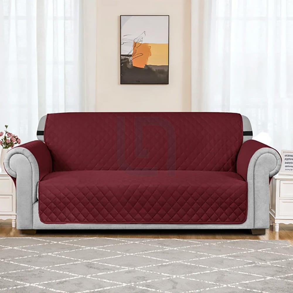 Quilted Non-Slip Box Sofa Cover - Maroon — Quilted Sofa Covers price in Pakistan