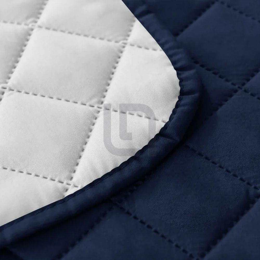 Quilted Non-Slip Box Sofa Cover - Navy Blue — view 2