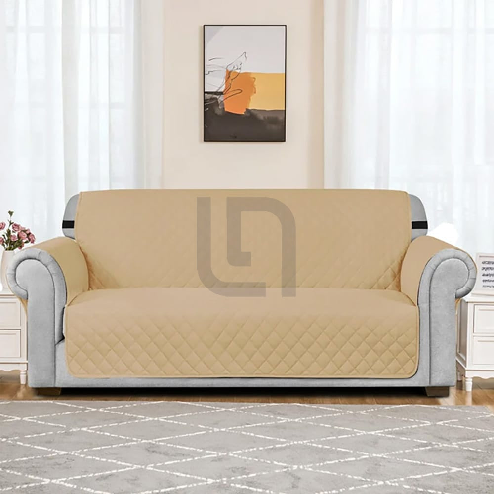 Quilted Non-Slip Box Sofa Cover - Sand — Quilted Sofa Covers price in Pakistan