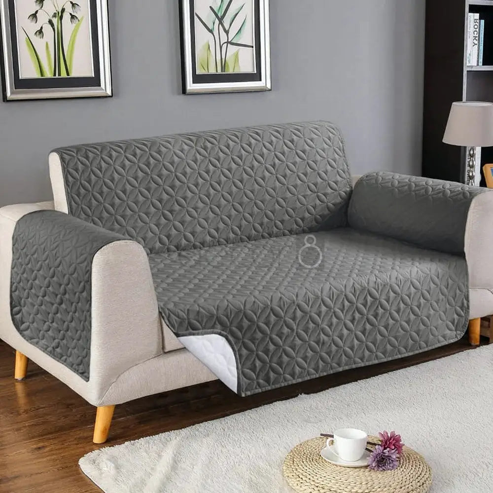 Premium Ultrasonic Quilted Sofa Cover - Grey - Anti Slip — Quilted Sofa Covers price in Pakistan