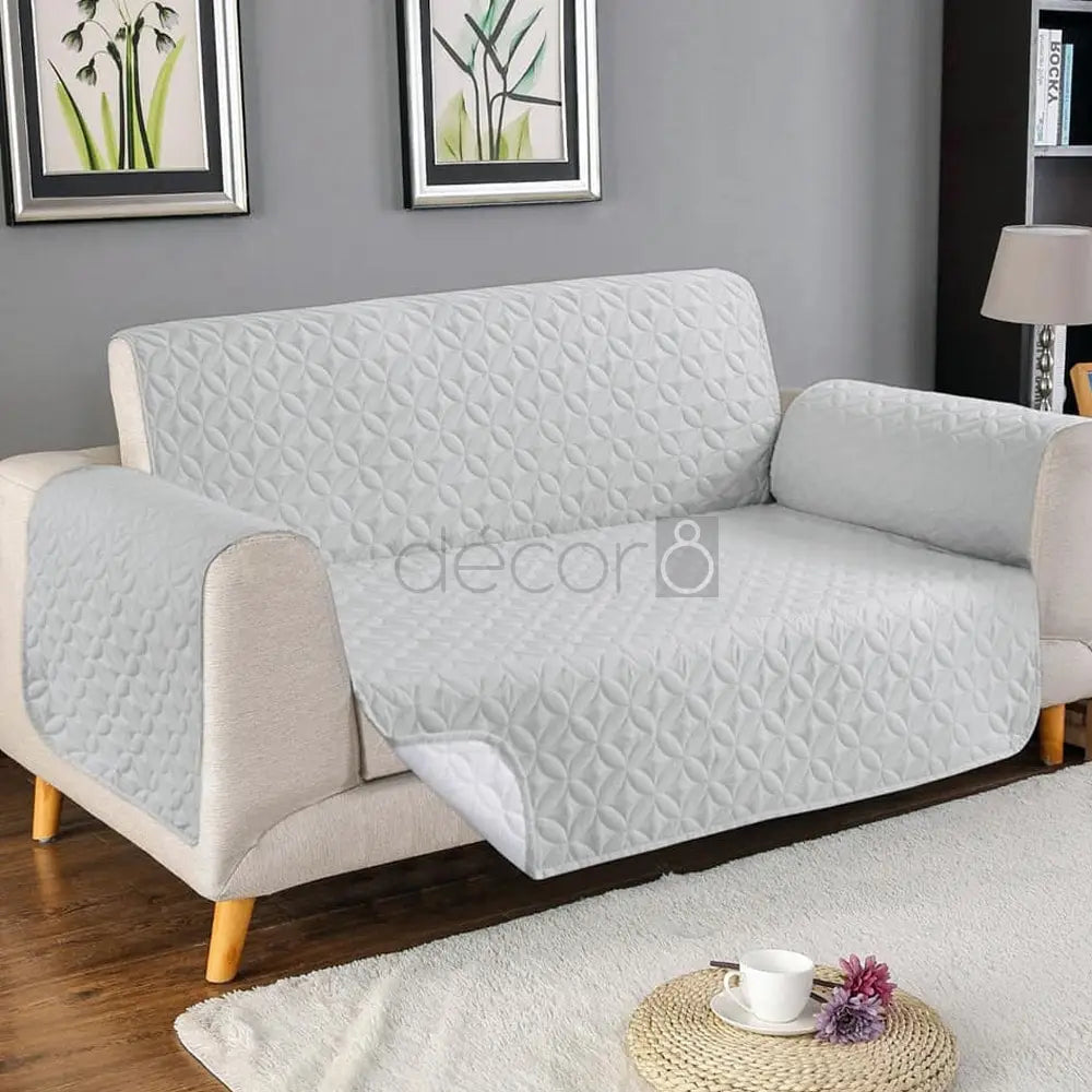Premium Ultrasonic Quilted Sofa Cover - Light Grey - Anti Slip — Quilted Sofa Covers price in Pakistan