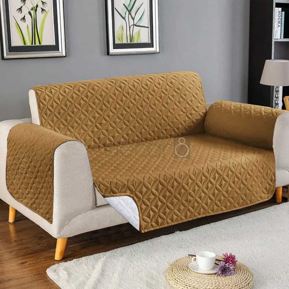 Premium Ultrasonic Quilted Sofa Cover - Mustard - Anti Slip — Quilted Sofa Covers price in Pakistan
