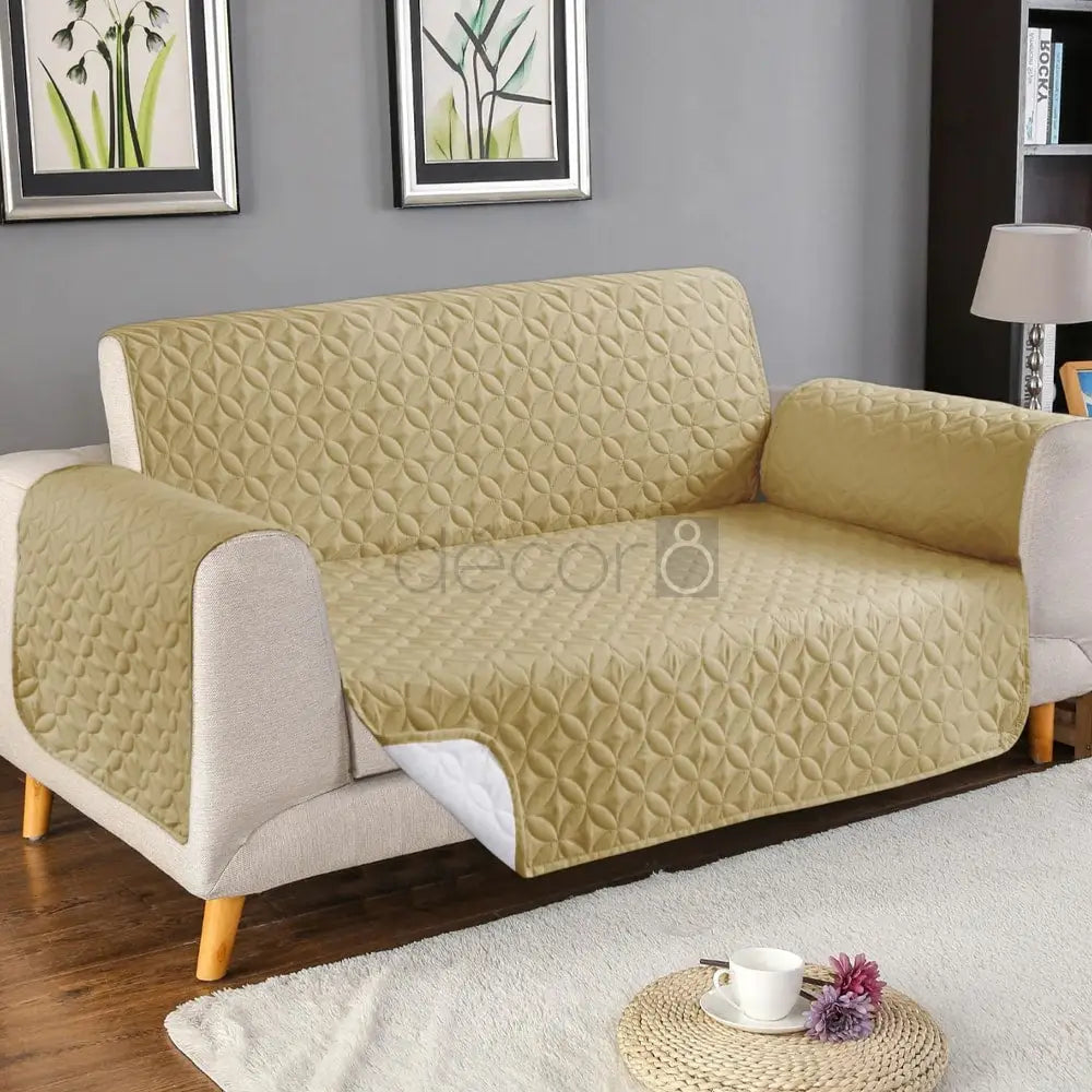 Premium Ultrasonic Quilted Sofa Cover - Beige - Anti Slip — Quilted Sofa Covers price in Pakistan