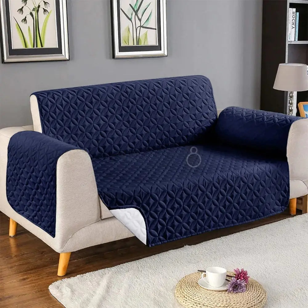 Premium Ultrasonic Quilted Sofa Cover - Dark Blue - Anti Slip — Quilted Sofa Covers price in Pakistan