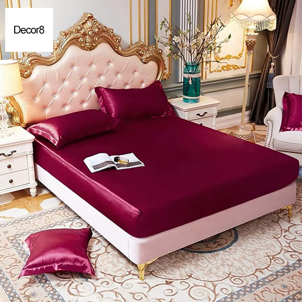 Silk Fitted Sheet - Maroon — Silk Fitted Sheets price in Pakistan