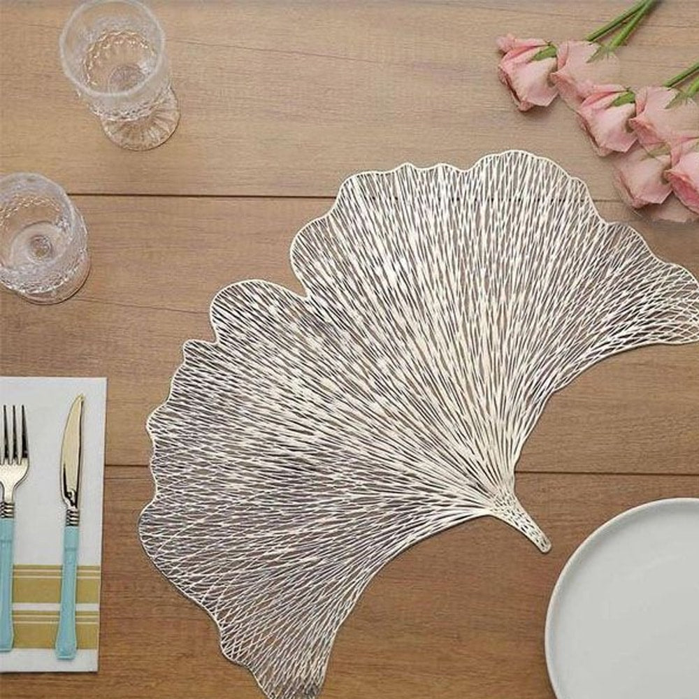2pcs Coaster Set Non-Slip PVC Golden Fan Placemats — Table Coasters price in Pakistan