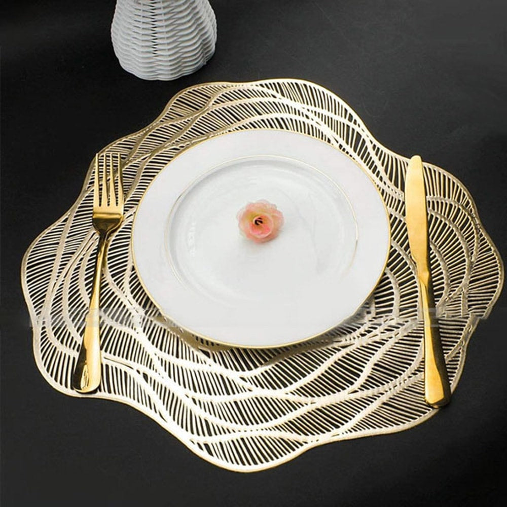 2pcs Coaster Table Mat Set Non-Slip PVC Golden Circle Placemats — Table Coasters price in Pakistan
