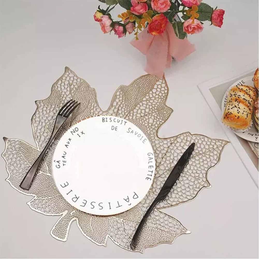 2pcs Coaster Table Mat Set Non-Slip Vinyl Floral Golden Placemats — Table Coasters price in Pakistan