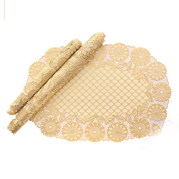 3pcs Coaster Table Mat Set Placemats Coaster Oval Golden — Table Mats price in Pakistan