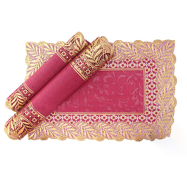 3pcs Coaster Table Mat set Placemats Dressing Table Squarer Crimson — Table Mats price in Pakistan