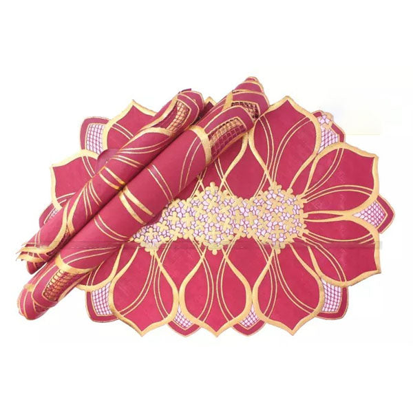3pcs Coaster Table Mat set Placemats Dressing Table Star flower Crimson — Table Mats price in Pakistan