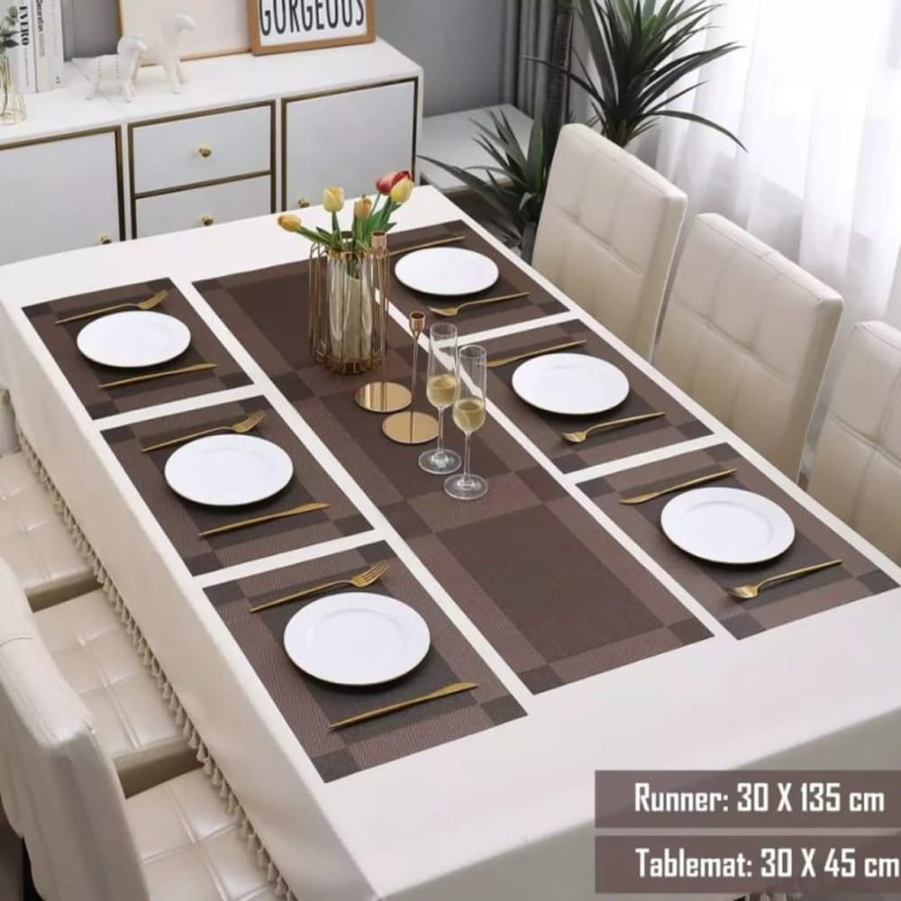 7 Pcs Table Mats & Table Runner Set Heat Resistant Placemats — Table Runners price in Pakistan