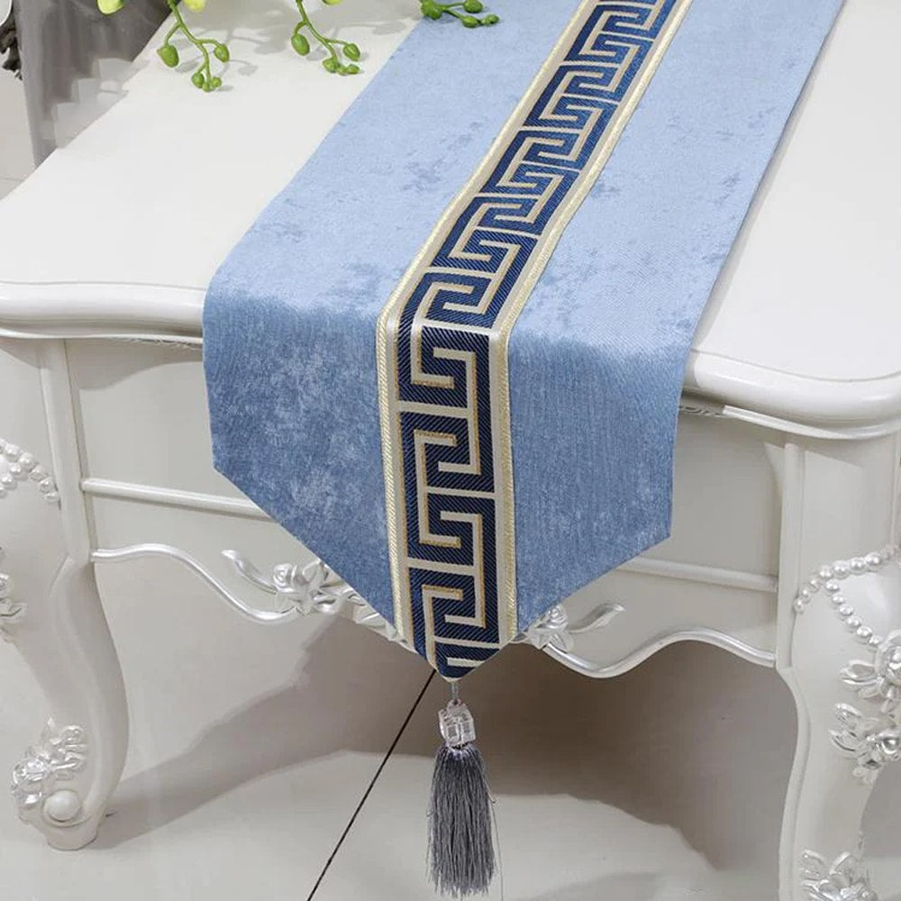 7 PCs Versace Velvet Table Runner Set – Sky Blue — Table Runners price in Pakistan