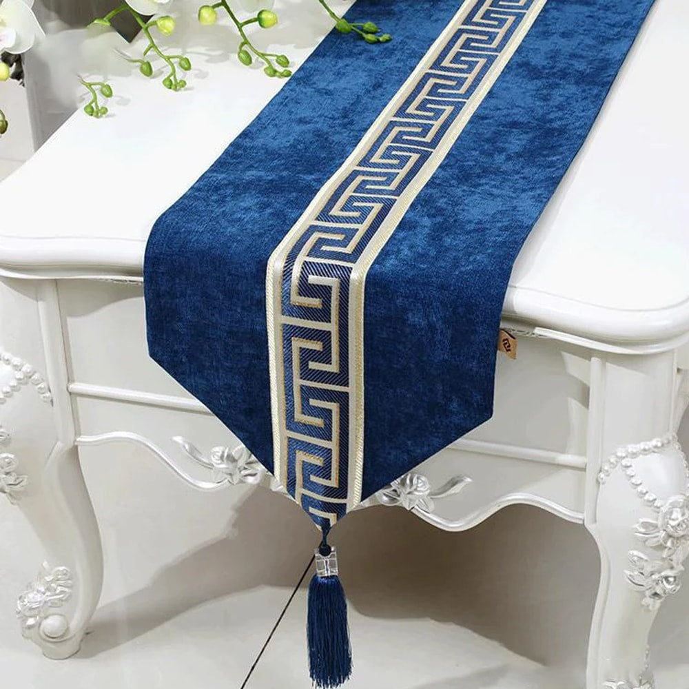 7 PCs Versace Velvet Table Runner Set – Blue — Table Runners price in Pakistan
