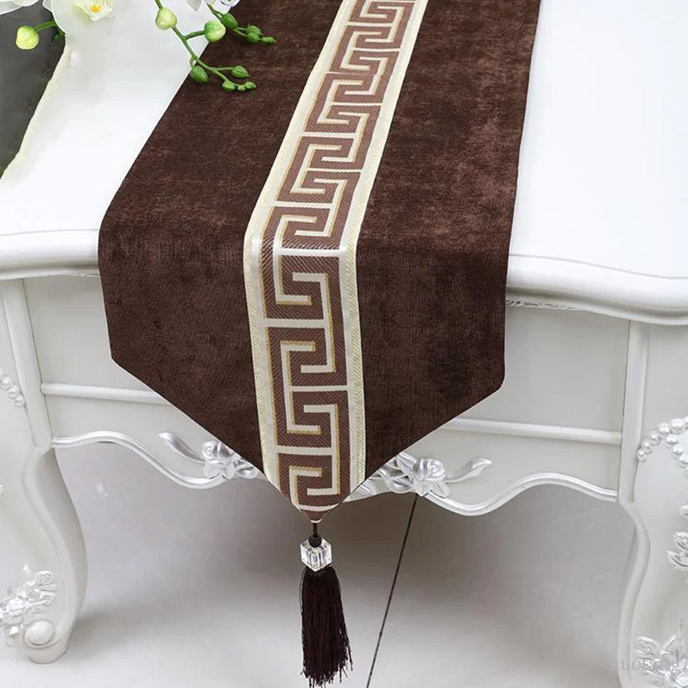 7 PCs Versace Velvet Table Runner Set – Brown — Table Runners price in Pakistan