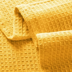Cotton Waffle Weave Sofa & Bed Throws Blanket for Summer - Golden — view 2