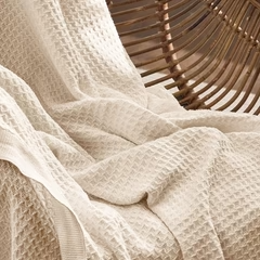 Cotton Waffle Weave Sofa & Bed Throws Blanket for Summer - Beige — view 2