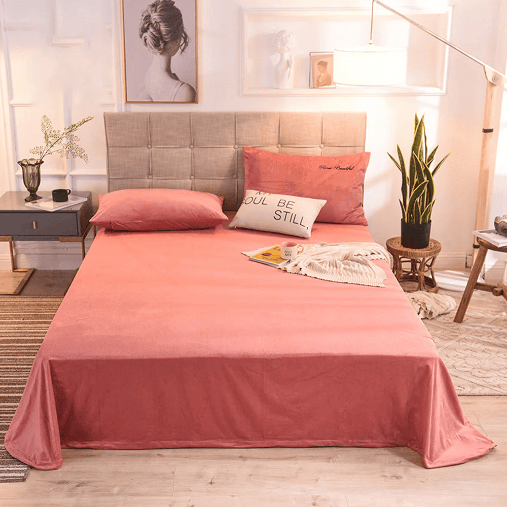 Velvet Bed Sheet - Peach — Velvet Bed Sheets price in Pakistan