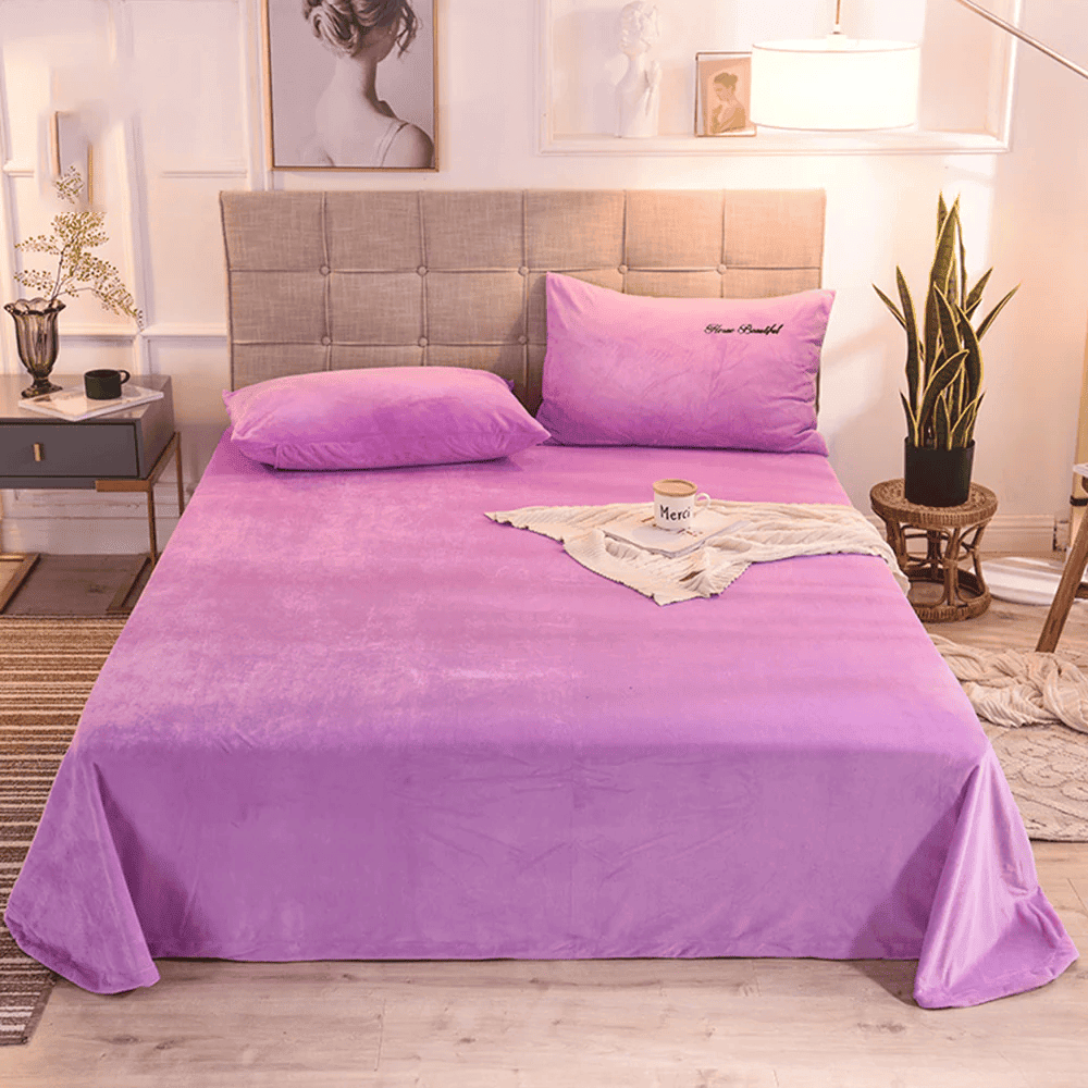 Velvet Bed Sheet - Pinkish Purple — Velvet Bed Sheets price in Pakistan
