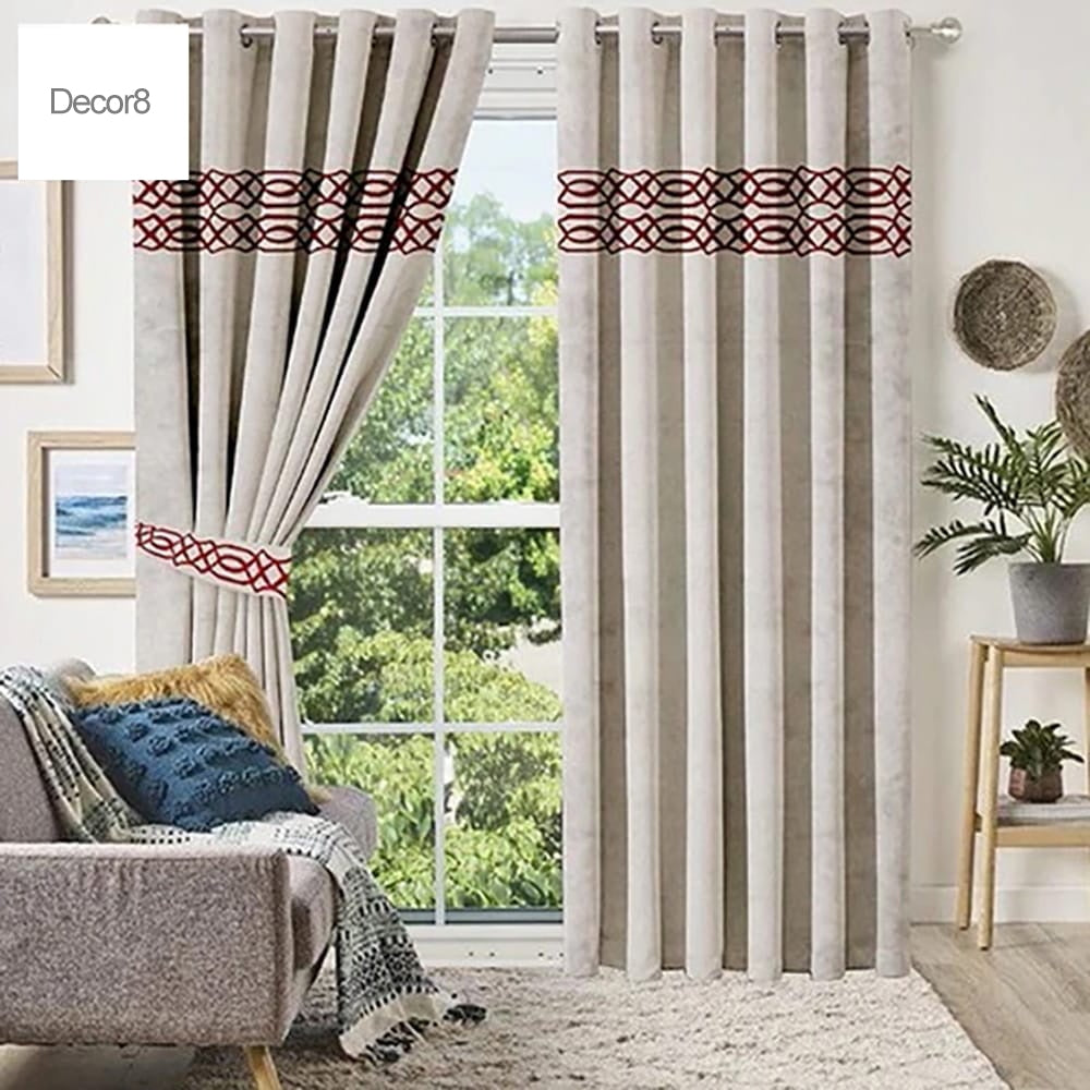 Premium Velvet Curtain Panels - Beige — Velvet Curtains price in Pakistan