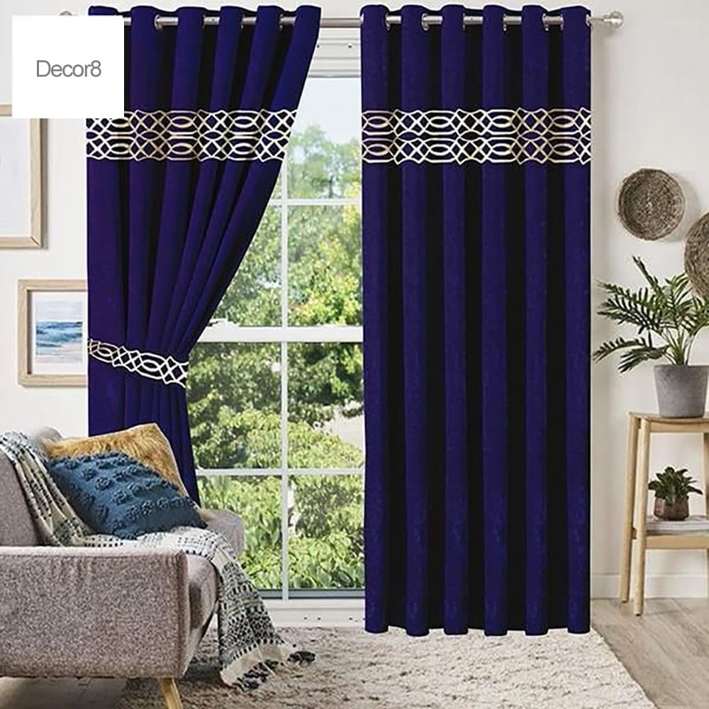 Premium Velvet Curtain Panels - Blue — Velvet Curtains price in Pakistan