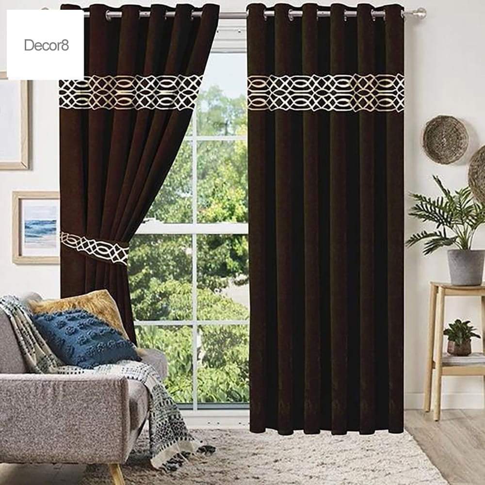 Premium Velvet Curtain Panels - Brown — Velvet Curtains price in Pakistan