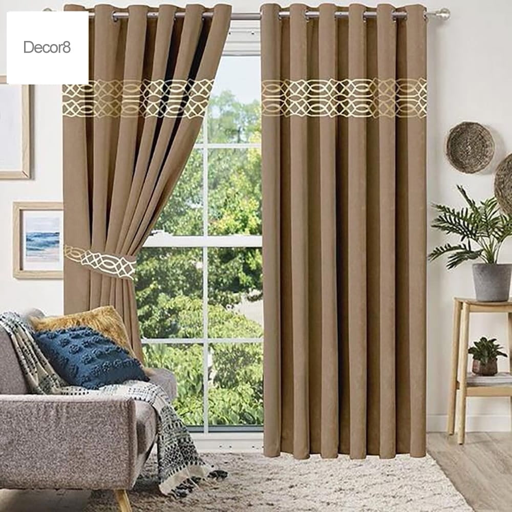 Premium Velvet Curtain Panels - Camel — Velvet Curtains price in Pakistan