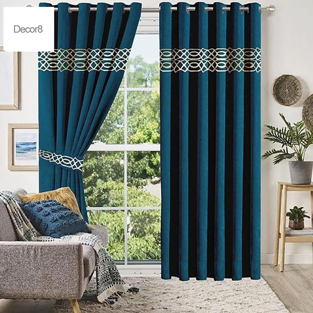 Premium Velvet Curtain Panels - Dark Cyan — Velvet Curtains price in Pakistan