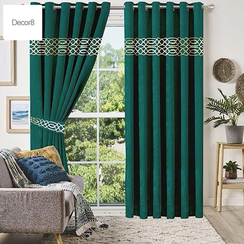 Premium Velvet Curtain Panels - Green — Velvet Curtains price in Pakistan