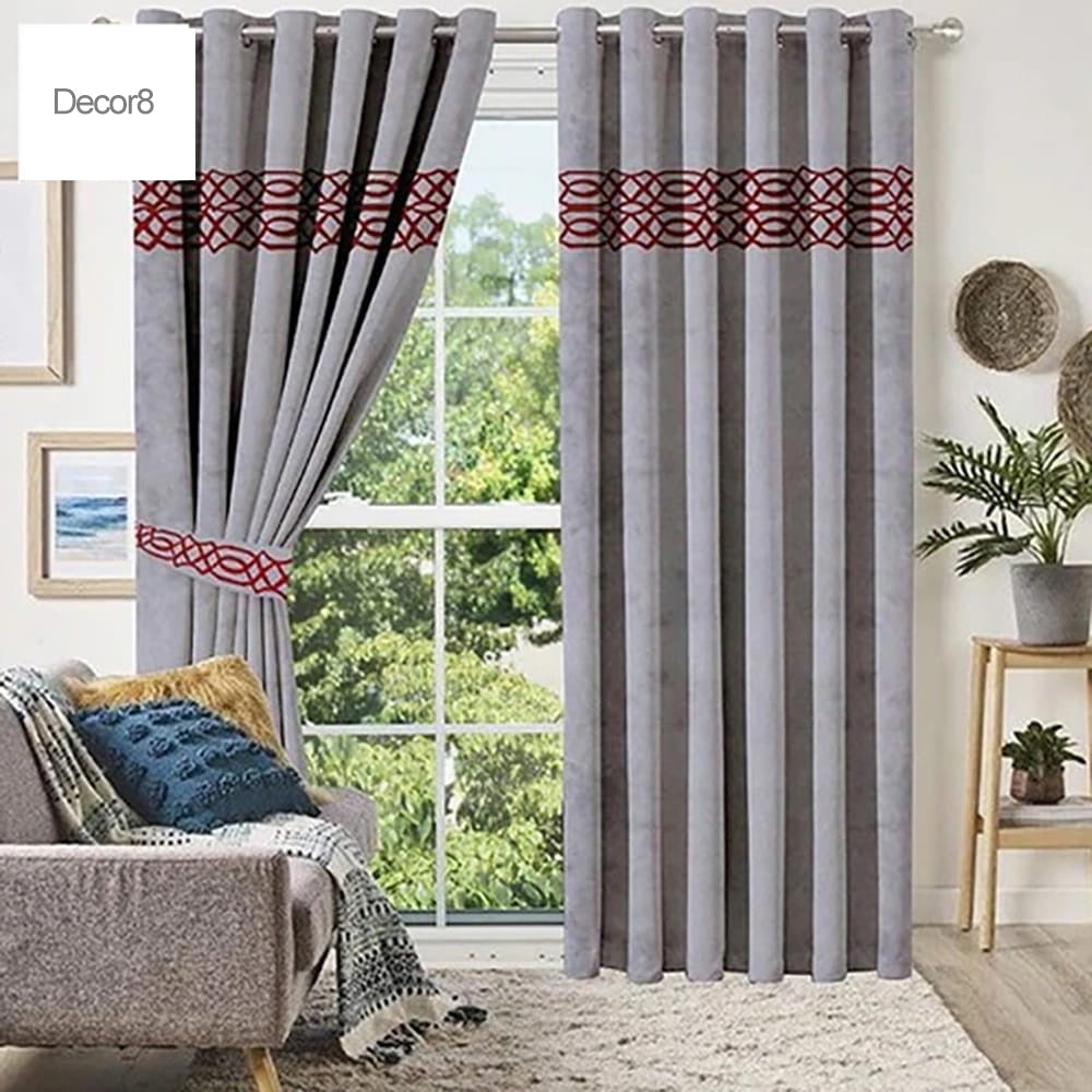 Premium Velvet Curtain Panels - Grey — Velvet Curtains price in Pakistan
