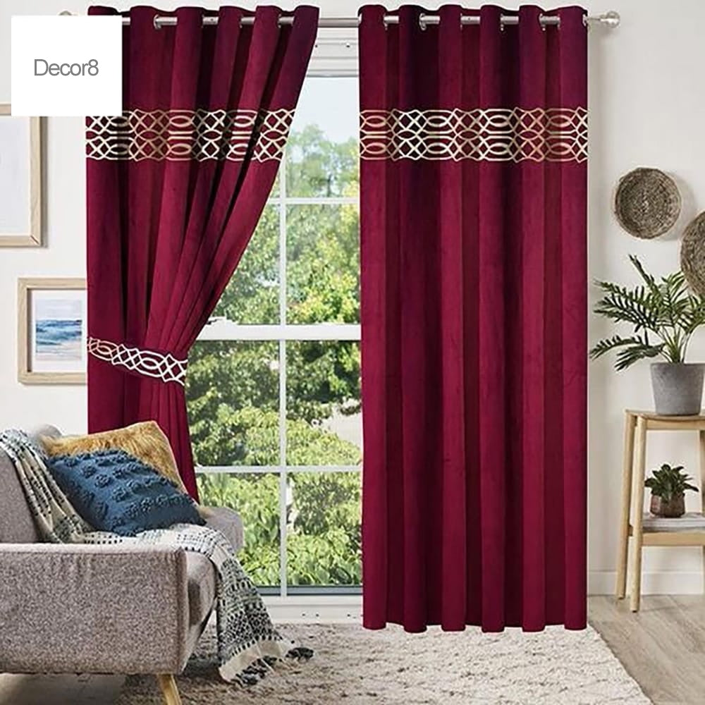 Premium Velvet Curtain Panels - Maroon — Velvet Curtains price in Pakistan
