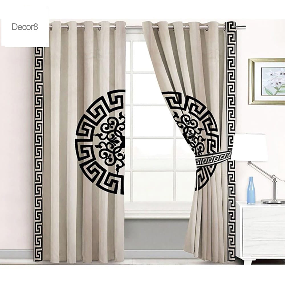 Premium Versace Velvet Curtains - Beige — Velvet Curtains price in Pakistan