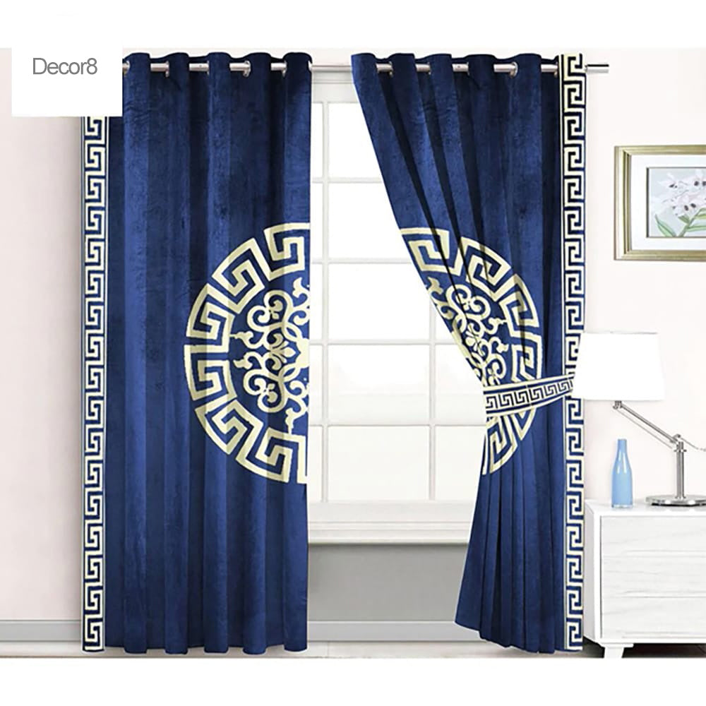 Premium Versace Velvet Curtains - Blue — Velvet Curtains price in Pakistan