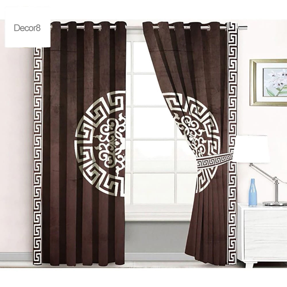 Premium Versace Velvet Curtains - Brown — Velvet Curtains price in Pakistan