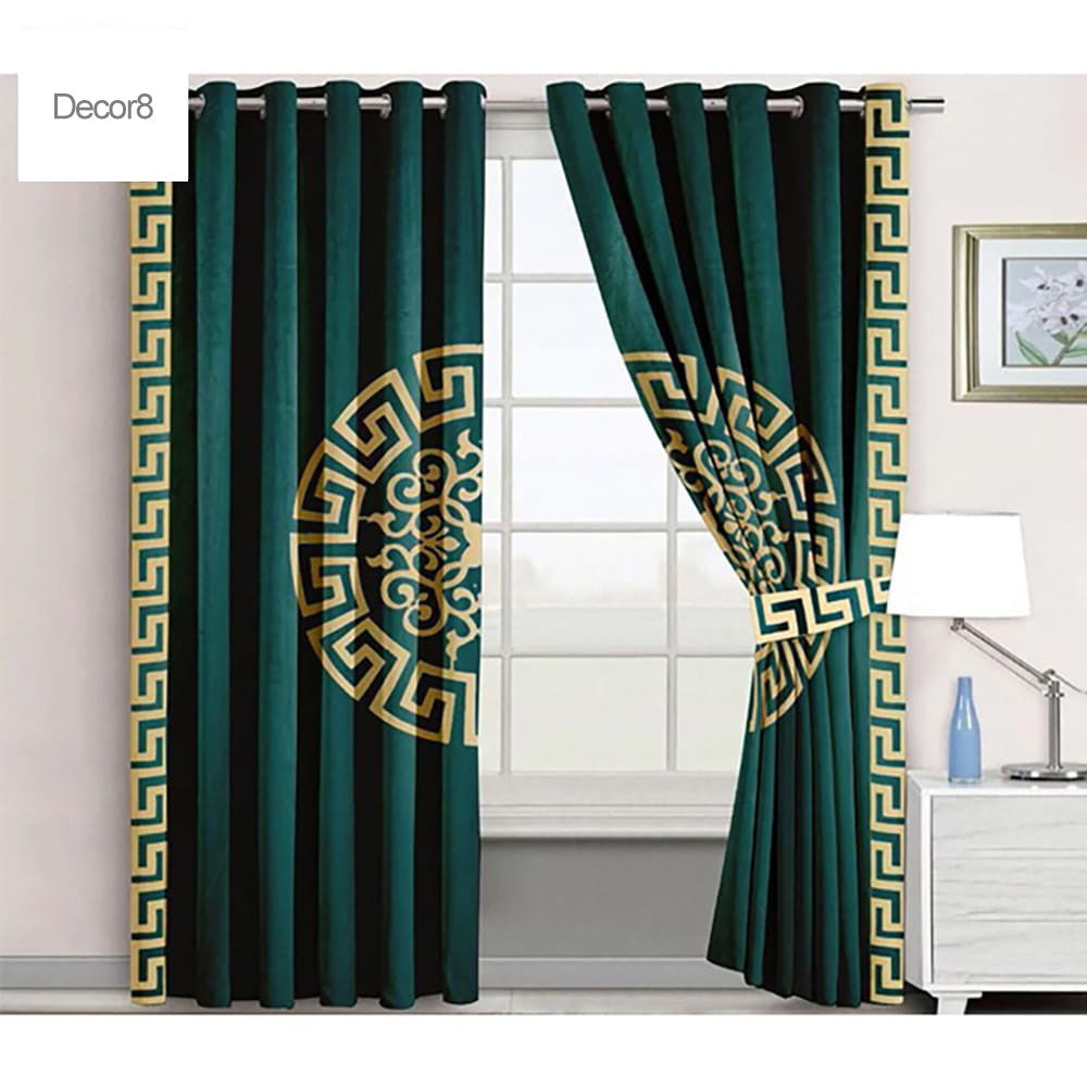 Premium Versace Velvet Curtains - Green — Velvet Curtains price in Pakistan