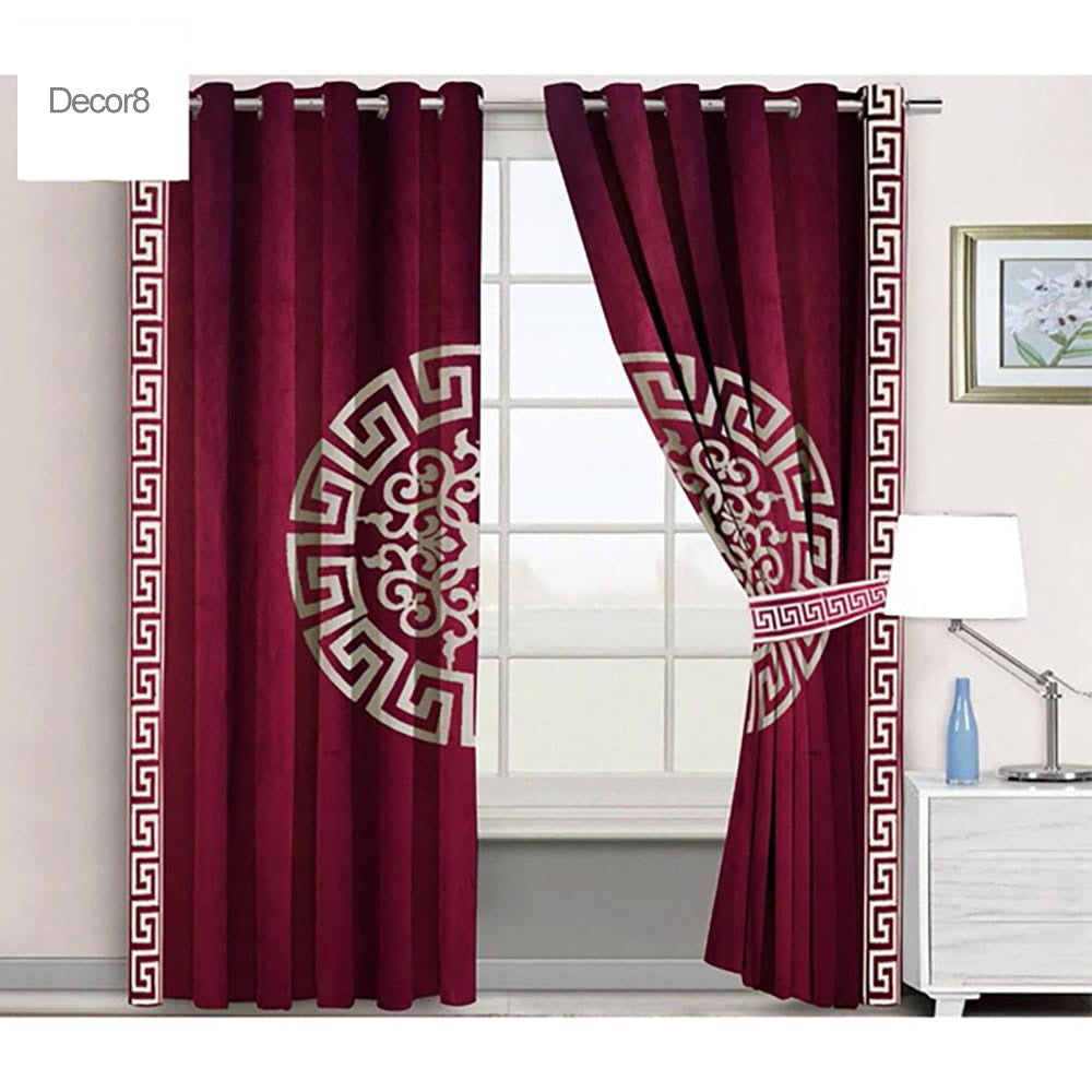 Premium Versace Velvet Curtains - Maroon — Velvet Curtains price in Pakistan