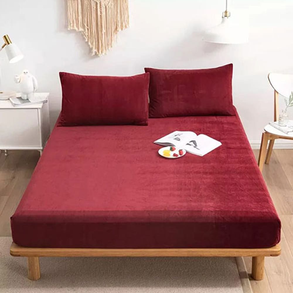 VELVET FITTED BED SHEET β MAROON β Velvet Fitted Sheets price in Pakistan
