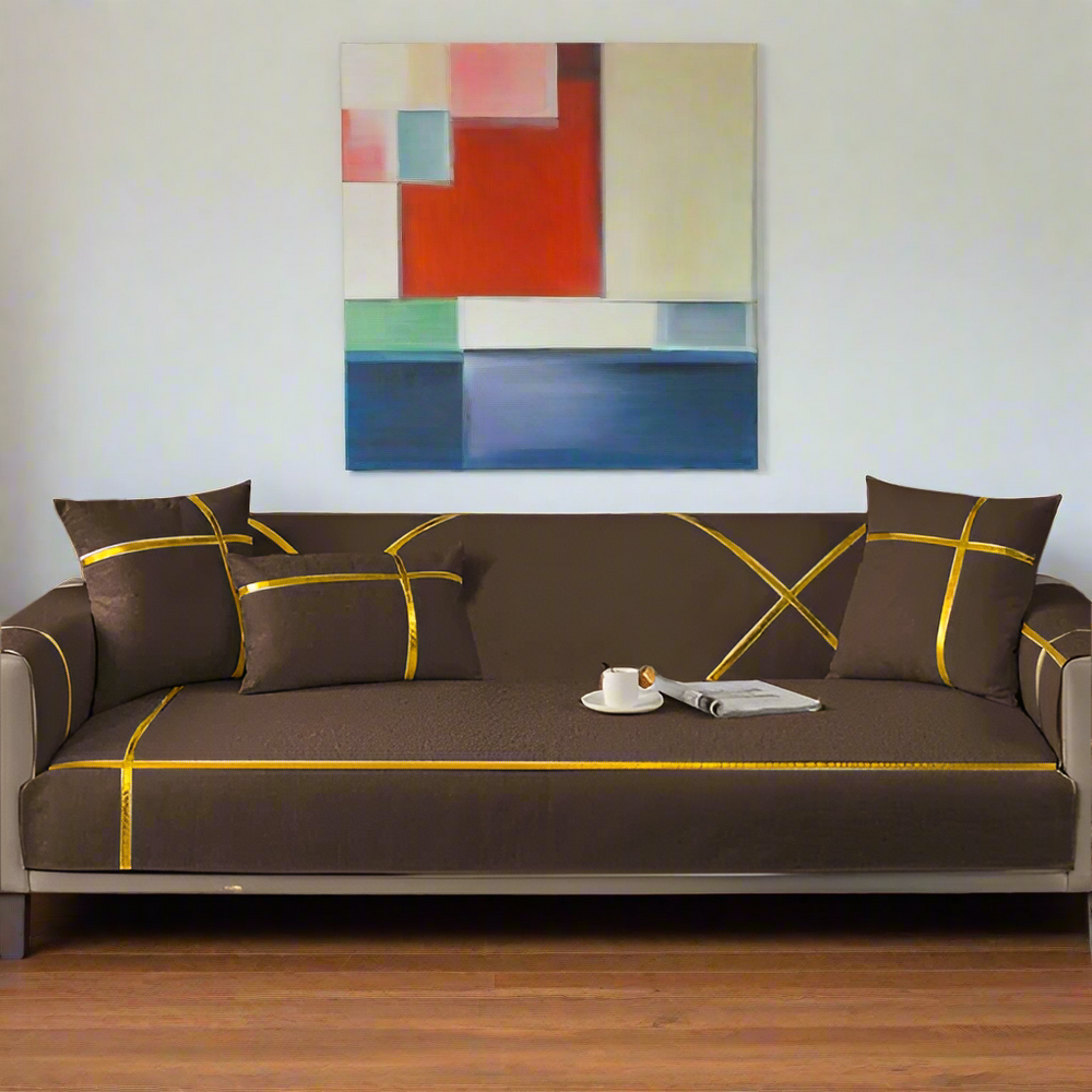 Premium Velvet Sofa Cover - Anti Slip - Brown — Velvet Sofa Covers price in Pakistan
