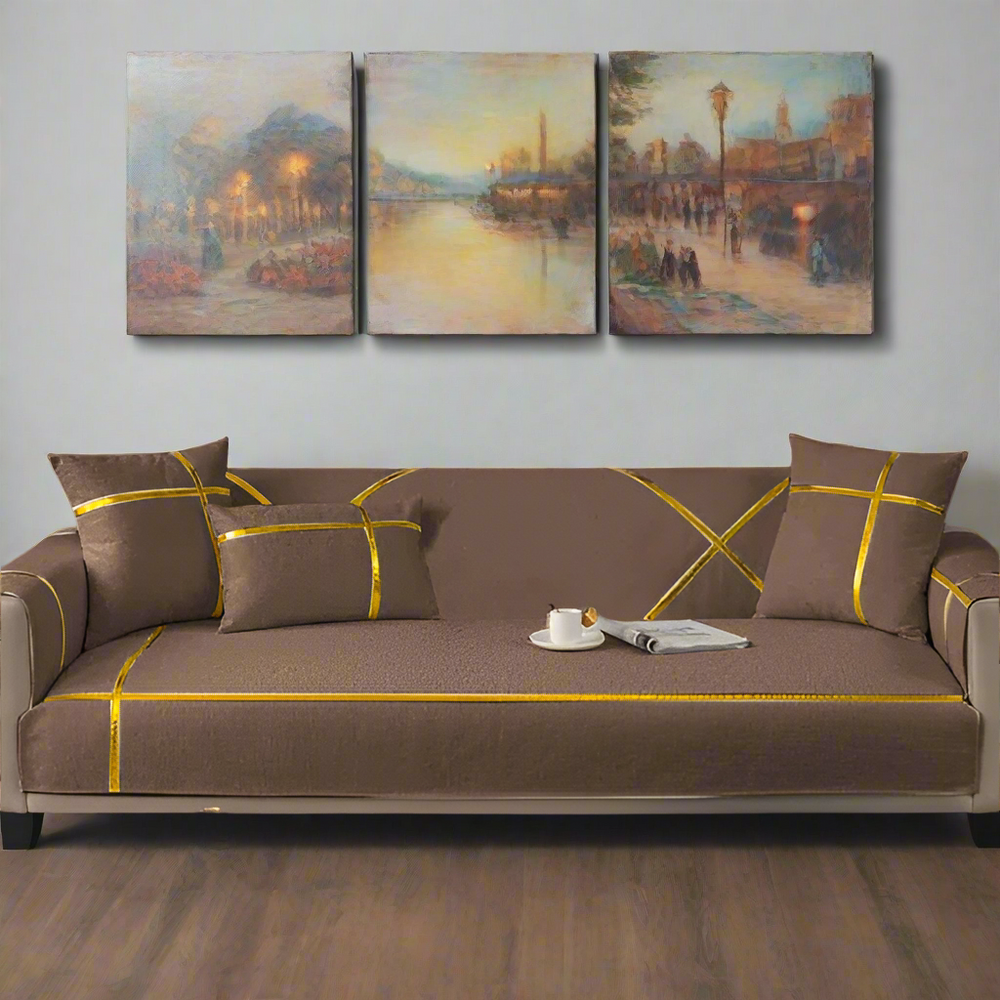 Premium Velvet Sofa Cover - Anti Slip - Light Brown — Velvet Sofa Covers price in Pakistan
