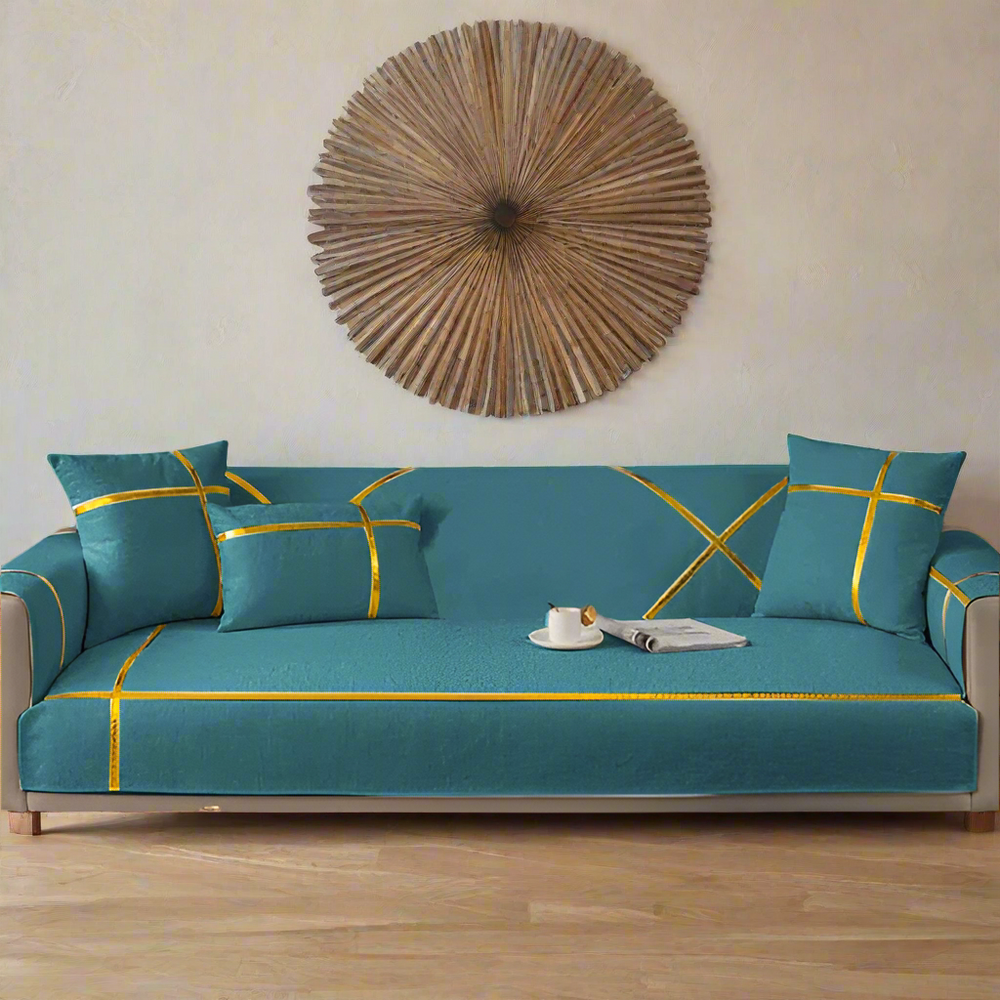 Premium Velvet Sofa Cover - Anti Slip - Teal — Velvet Sofa Covers price in Pakistan