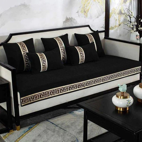 Premium Versace Sofa Cover - Anti Slip - Black — Velvet Sofa Covers price in Pakistan