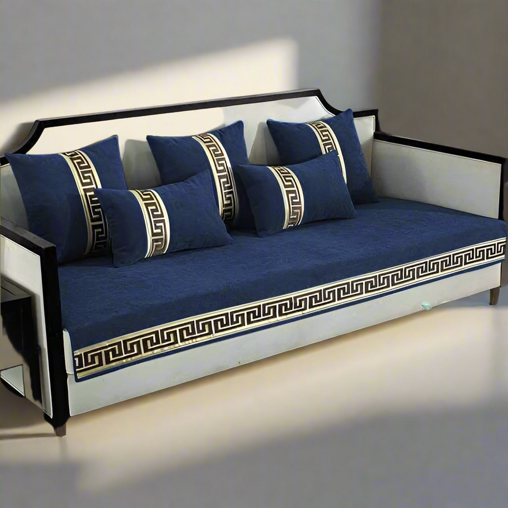 Premium Versace Sofa Cover - Anti Slip - Blue — Velvet Sofa Covers price in Pakistan