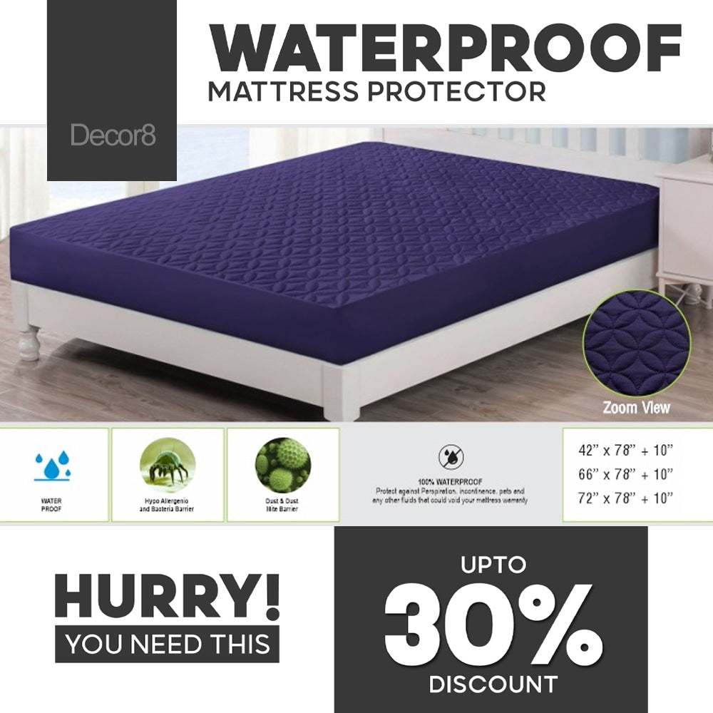 Waterproof Mattress Cover - Microfiber Quilted - Magenta — Waterproof Mattress Cover price in Pakistan