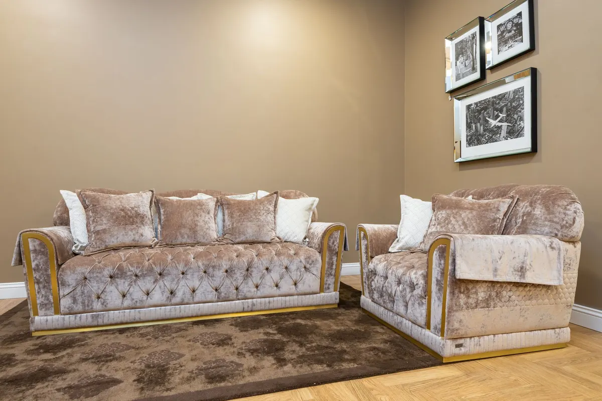 Freshly repaired and reupholstered sofa in a living room — Malhas, Islamabad